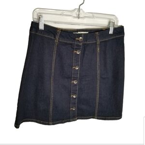 Cato Skirt Women's 12 Blue Stretch Denim Cotton A-line Button Front Above Knee